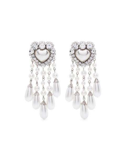 heart-shape crystal-embellished drop earrings