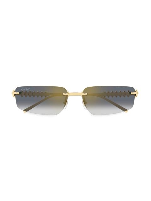 Cartier Men's Clash De 58MM Rectangular Sunglasses - Gold Grey