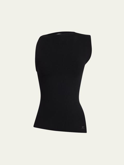 Asymmetric Sleeveless Slit Top