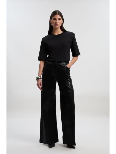 KAREN MILLEN Metallic Coated Denim Wide Leg Jean