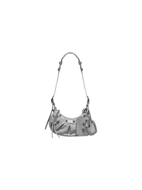 BALENCIAGA Women's Le Cagole Xs Shoulder Bag Crocodile Embossed in Grey