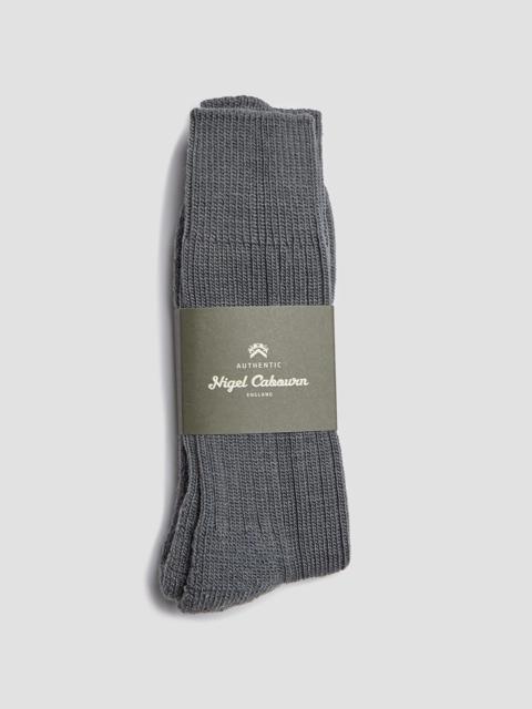 Nigel Cabourn Wool Cushion Sole Crew Sock in Grey