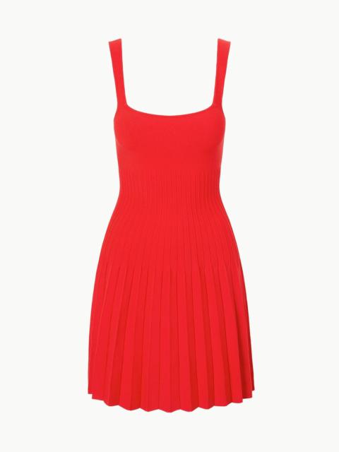 STAUD MINI ELLISON DRESS RED ROSE