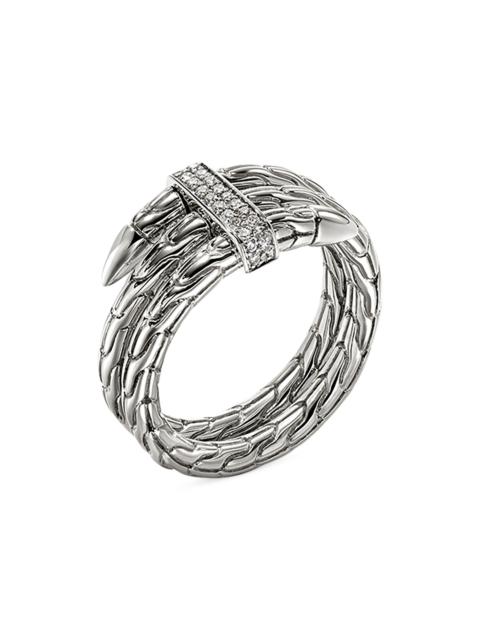 JOHN HARDY Women's Chain Classic Spear Double Coil Sterling Silver & 0.12 TCW Diamond Ring - Silver