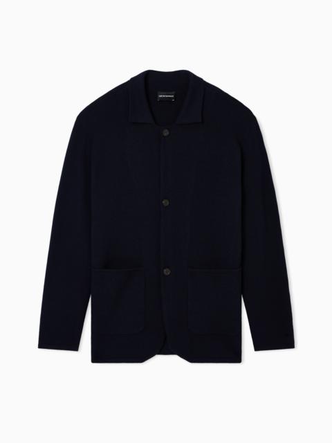 PLAIN-KNIT VIRGIN-WOOL JACKET
