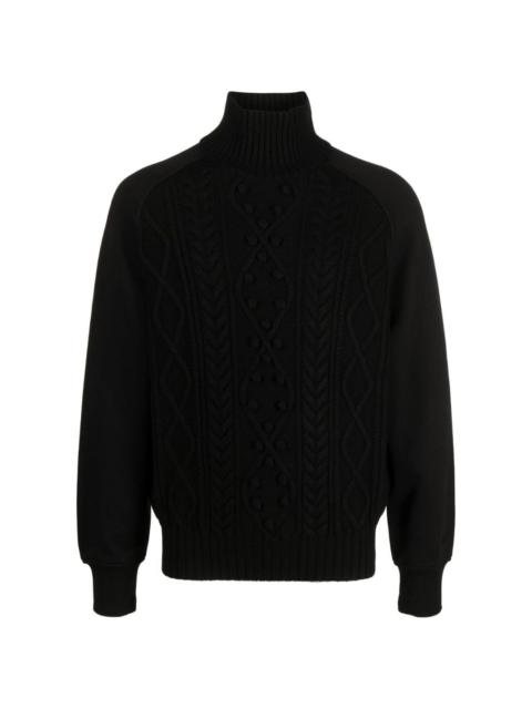 embroidered-logo sleeve knit jumper