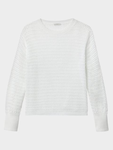 Lafayette 148 New York Open-Stitch Cotton Knit Sweater