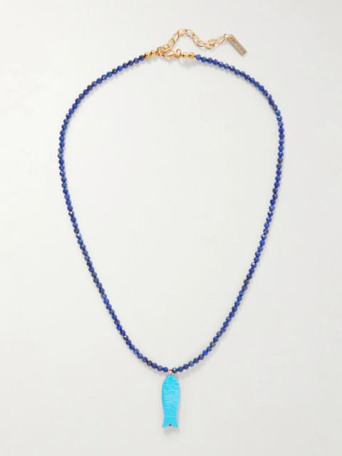 Jennifer Behr Elva bead-embellished pendant necklace Azure