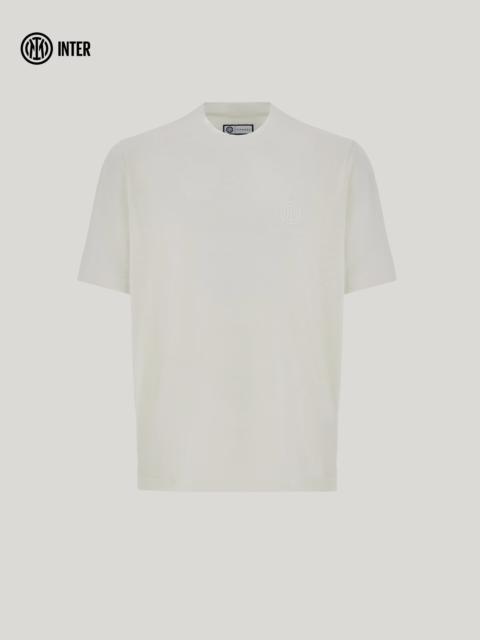 Canali WHITE SILK AND COTTON T-SHIRT - INTER COLLECTION