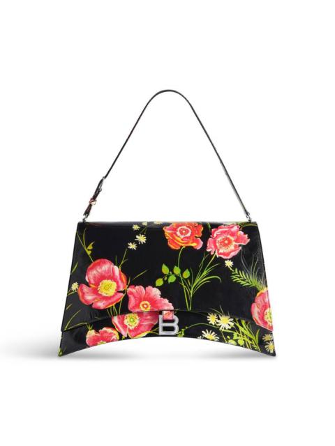BALENCIAGA Women's Crush Large Sling Bag With Poppy Print in Black