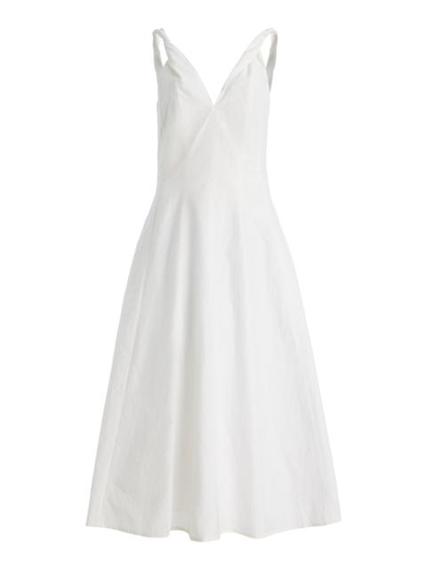 RÓHE Twisted-Shoulder Cotton-Blend Midi Dress