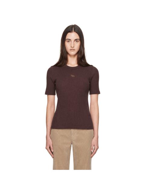 Maison Kitsuné Brown Ribbed Baby Fox Fitted T-shirt