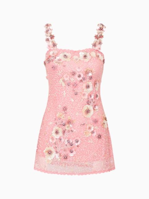 LoveShackFancy Rosmara Sequin Floral Mini Dress