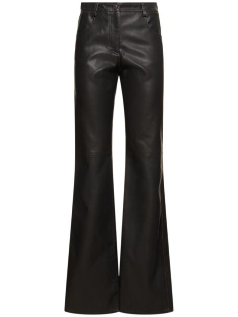 Faux leather flared pants