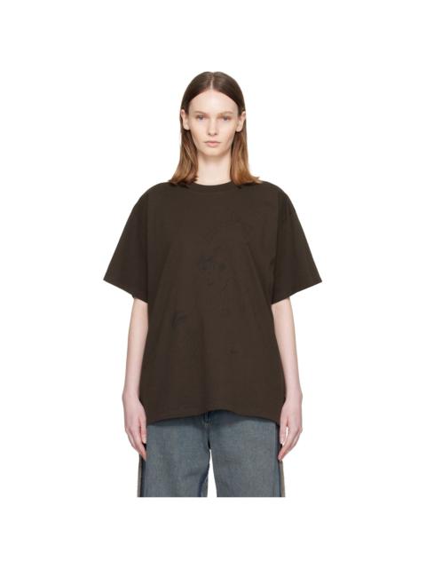 MM6 Maison Margiela Brown Horse Print Cotton T-shirt