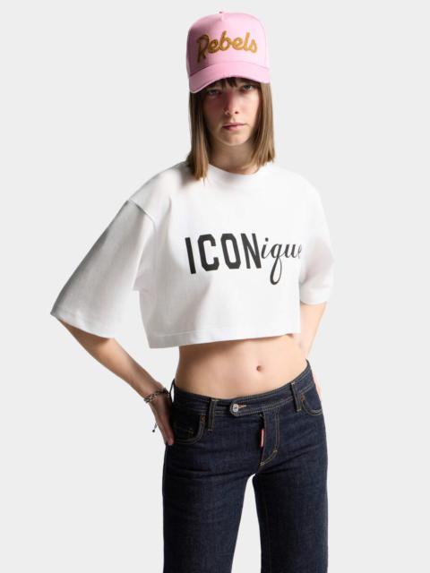 DSQUARED2 ICONIQUE CROPPED LOOSE FIT T-SHIRT