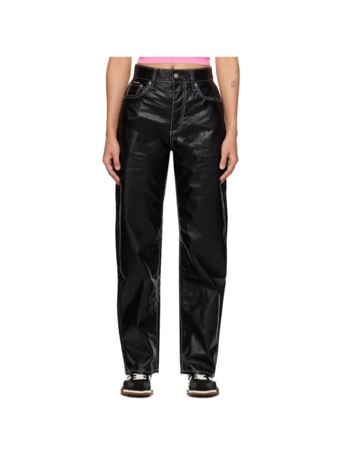 Black Benz Faux-Leather Jeans