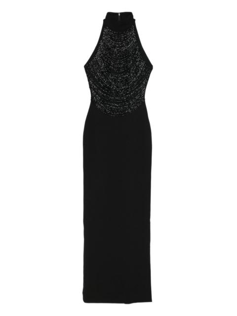 SOLACE LONDON Portia embellished halterneck maxi dress