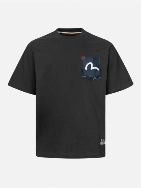 EVISU BRUSHSTROKE SEAGULL PRINT AND PATCHWORK RELAX FIT T-SHIRT