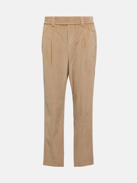 Mid-rise straight corduroy pants