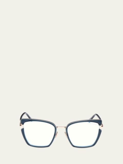 TOM FORD Butterfly Metal Blue Block Glasses