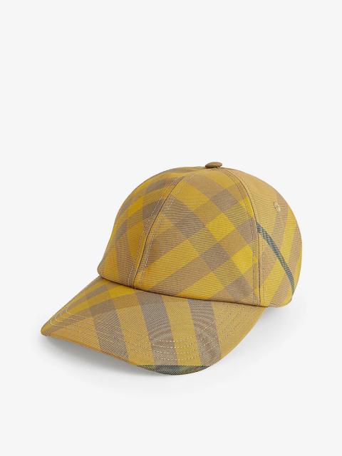 Washed-check woven cap