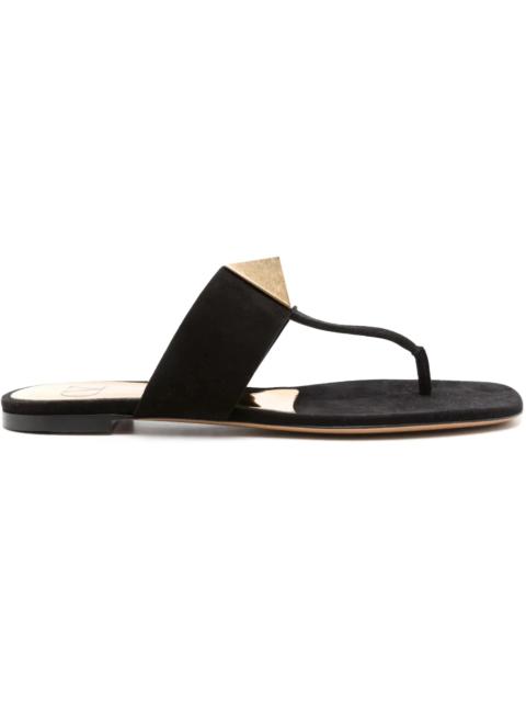 Valentino Valentino Garavani One Stud Flat Thong Sandals Black (Women's)