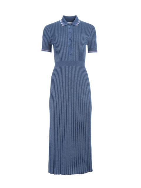 GABRIELA HEARST Eyot Knit Dress in Denim Blue Cashmere Silk