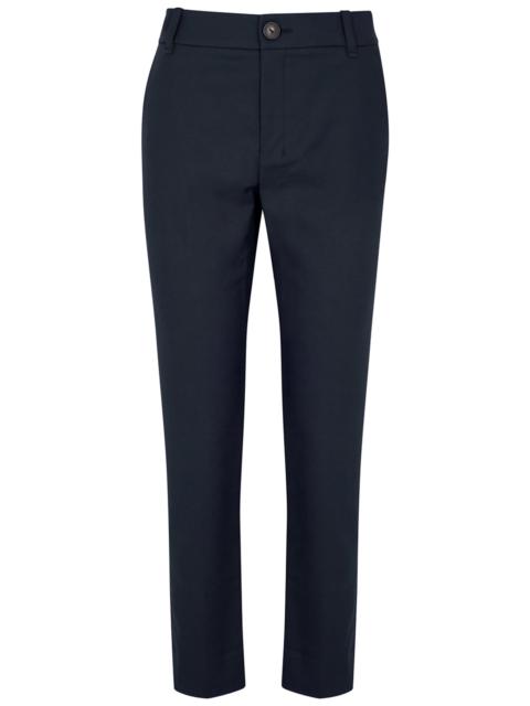 Tapered cotton-blend trousers