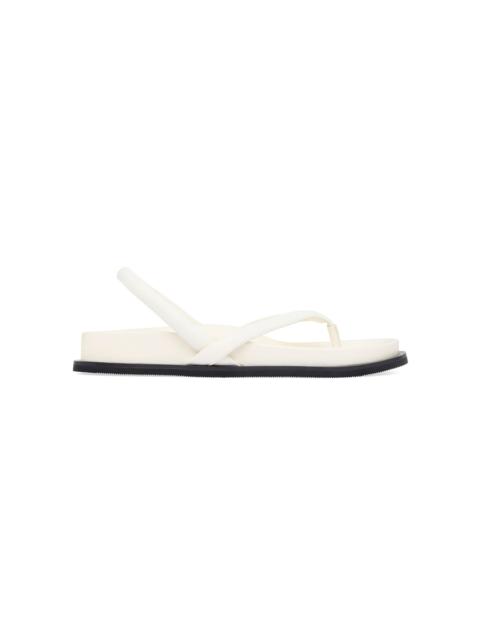 ST. AGNI Slingback Leather Thong Sandals white