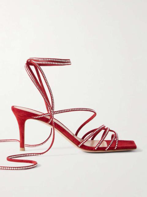 Gianvito Rossi 75 crystal-embellished suede sandals Red