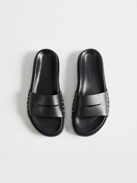 JW Anderson WOMENS FUSSBETT LOAFER LEATHER SLIDES IN BLACK