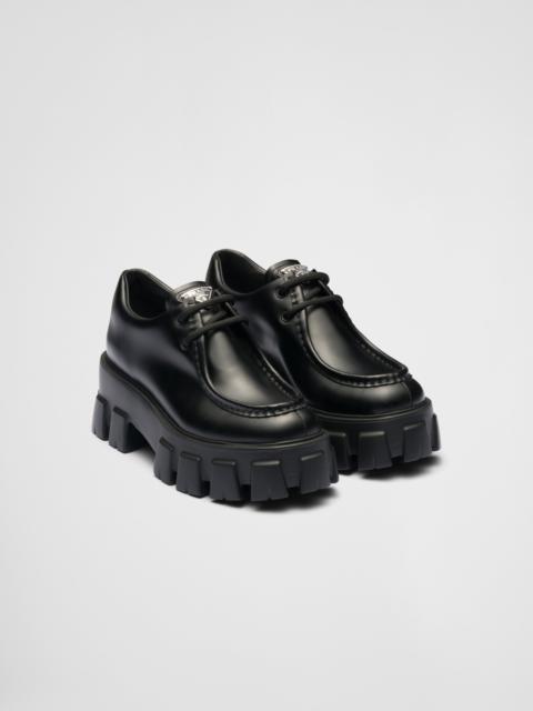 Prada Monolith brushed leather lace-up shoes