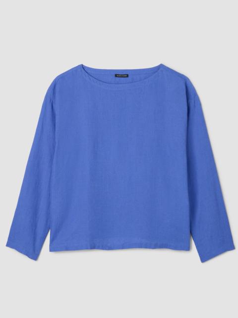 EILEEN FISHER Organic Handkerchief Linen Bateau Neck Box-Top