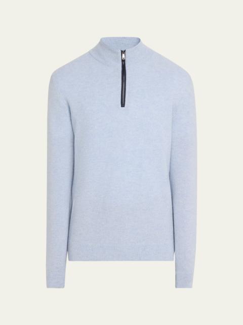 Men's Cashmere Birdseye Quarter-Zip Sweater