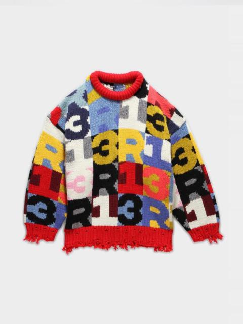 R13 OVERSIZED CHUNKY R13 INTARSIA SWEATER - MULTICOLOR (INTARSIA) | R13