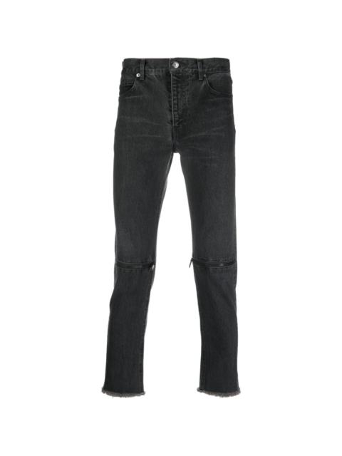 zip-detail frayed jeans