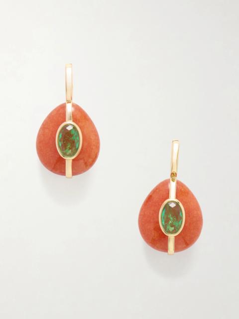 ROXANNE ASSOULIN The Stone Pebble Gold-tone Carnelian And Crystal Earrings