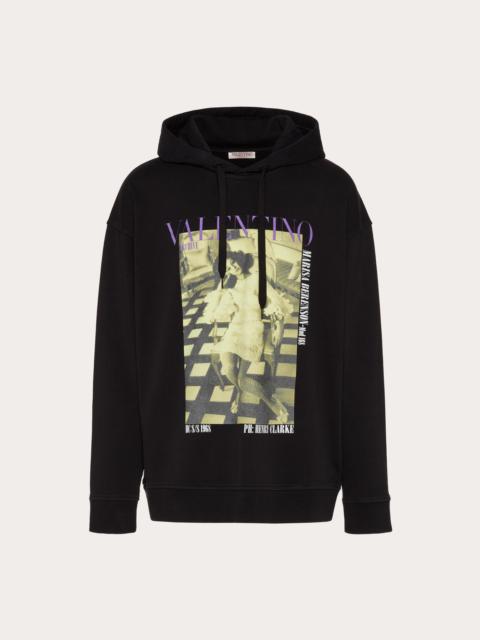 Valentino HOODED COTTON SWEATSHIRT WITH VALENTINO ARCHIVE 1968 PRINT