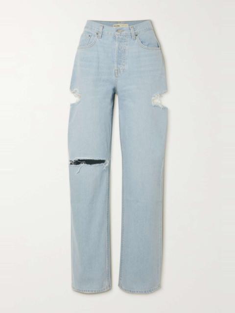 GRLFRND Bella distressed mid-rise straight-leg jeans