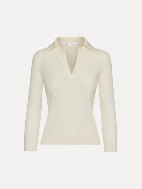 Oscar de la Renta POLO COLLARED PULLOVER