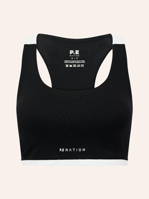 P.E NATION HIGHGATE SPORTS BRA IN BLACK & WHITE