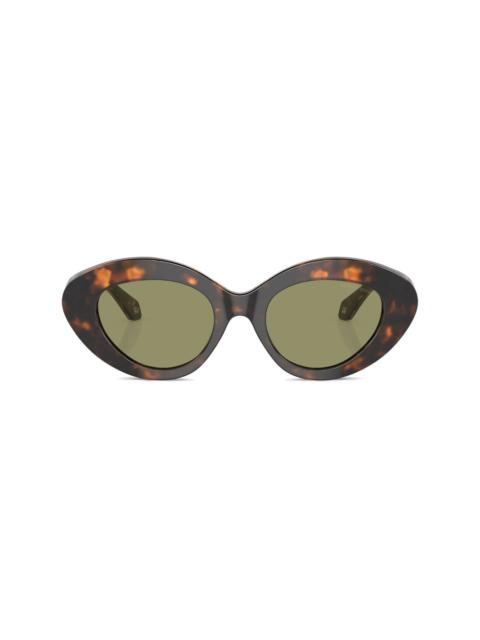 oval-frame tortoiseshell-effect sunglasses