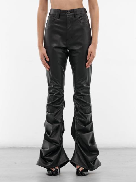 Junya Watanabe Vegan Leather Pleated Flare Pants