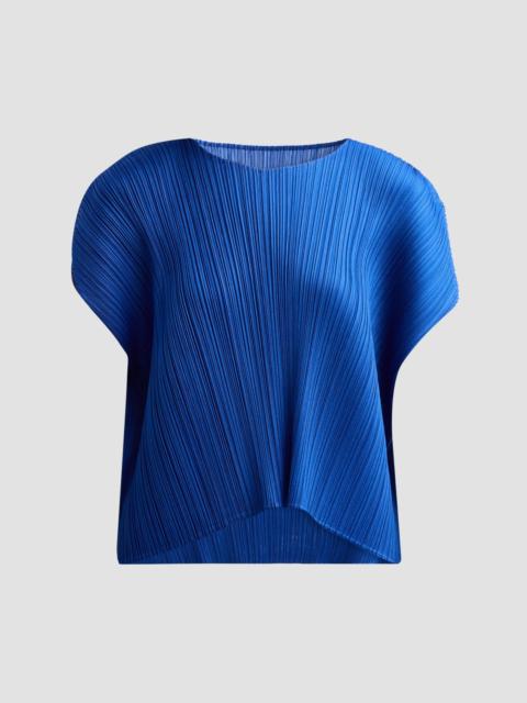 Pleats Please Issey Miyake Women's Round Neck Pleated Top - Blue