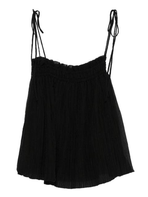ELEH pleated tie-shoulder straps top