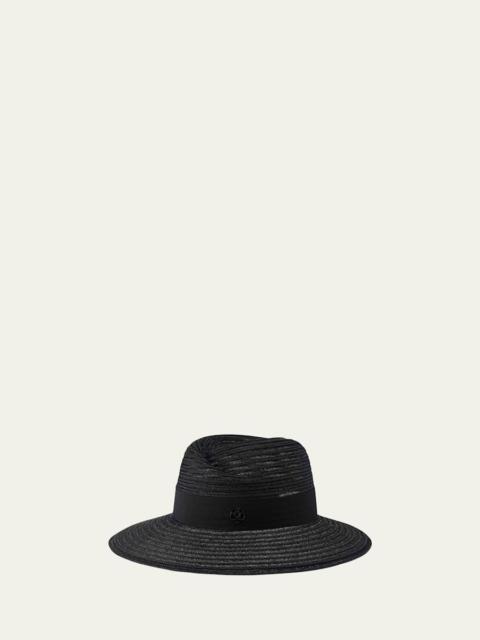 MAISON MICHEL Virginie Timeless Wide-Brim Straw Hat, Black