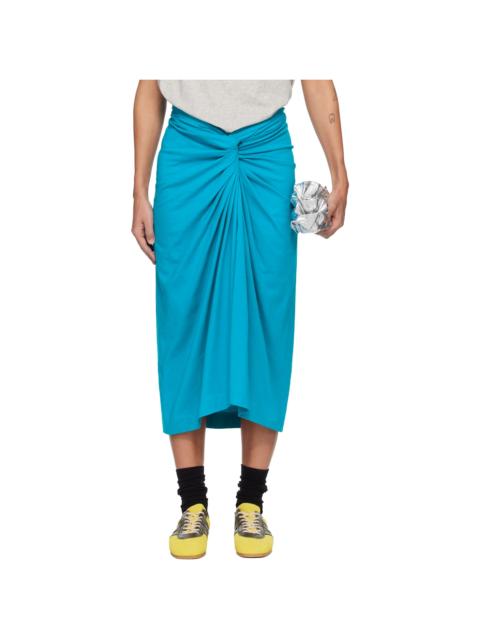 Dries Van Noten Blue Knotted Jersey Midi Skirt