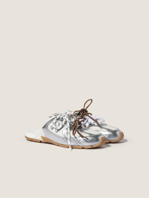 Miu Miu New Balance X Miu Miu 530 SL metallic leather and mesh mules
