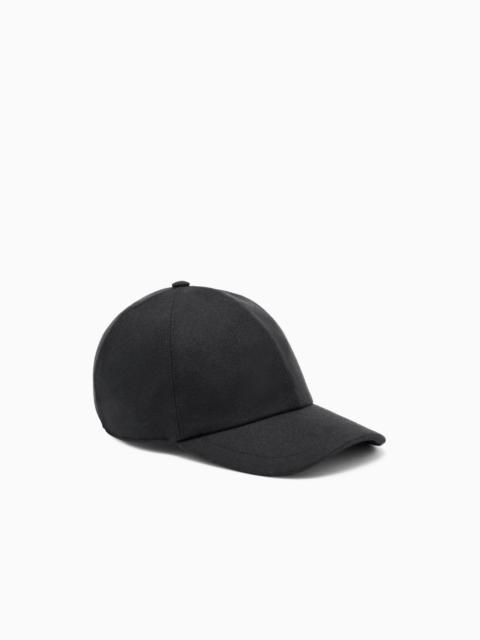 GIORGIO ARMANI BASEBALL HAT IN WOOL AND CASHMERE WITH LEATHER DETAILS